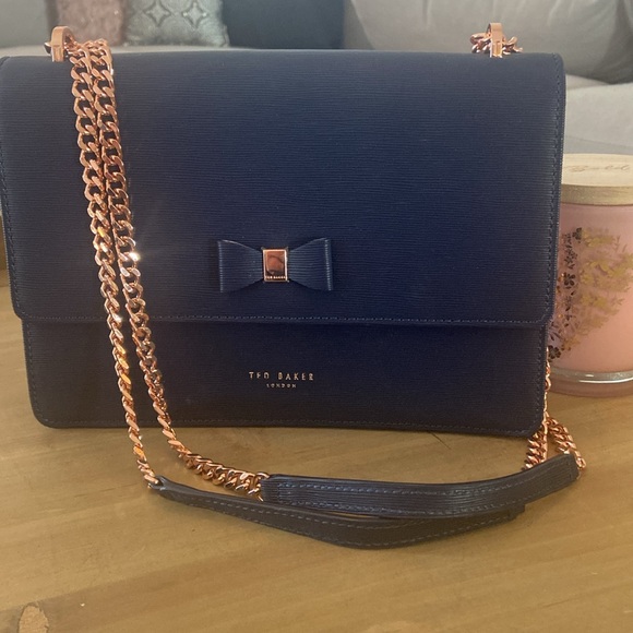 Ted Baker London Handbags - TED BAKER NWT blue with rose gold chain strap. Crossbody leather bag